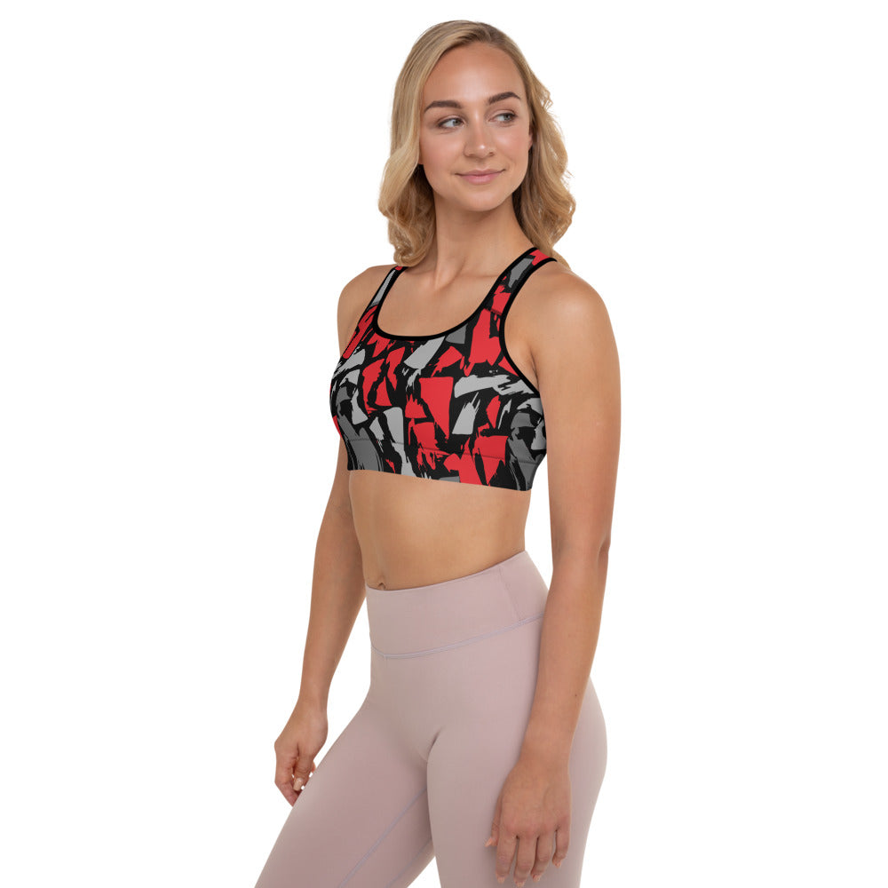 Red Camo Padded Sports Bra