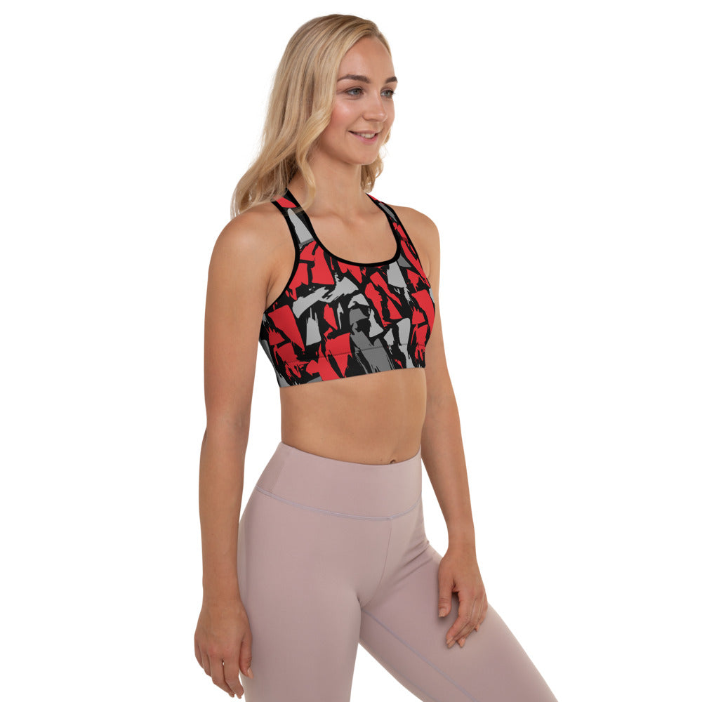 Red Camo Padded Sports Bra