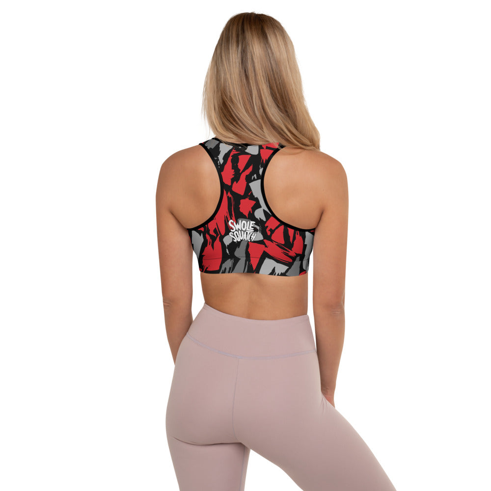 Red Camo Padded Sports Bra