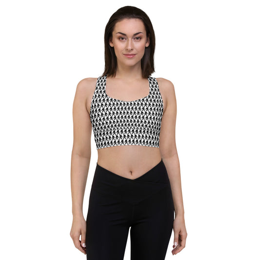 Houndstooth Longline sports bra