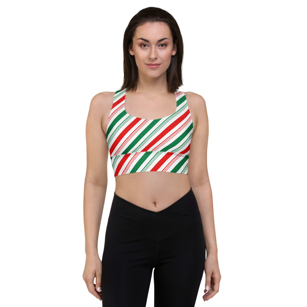 Candy Stripe Longline sports bra