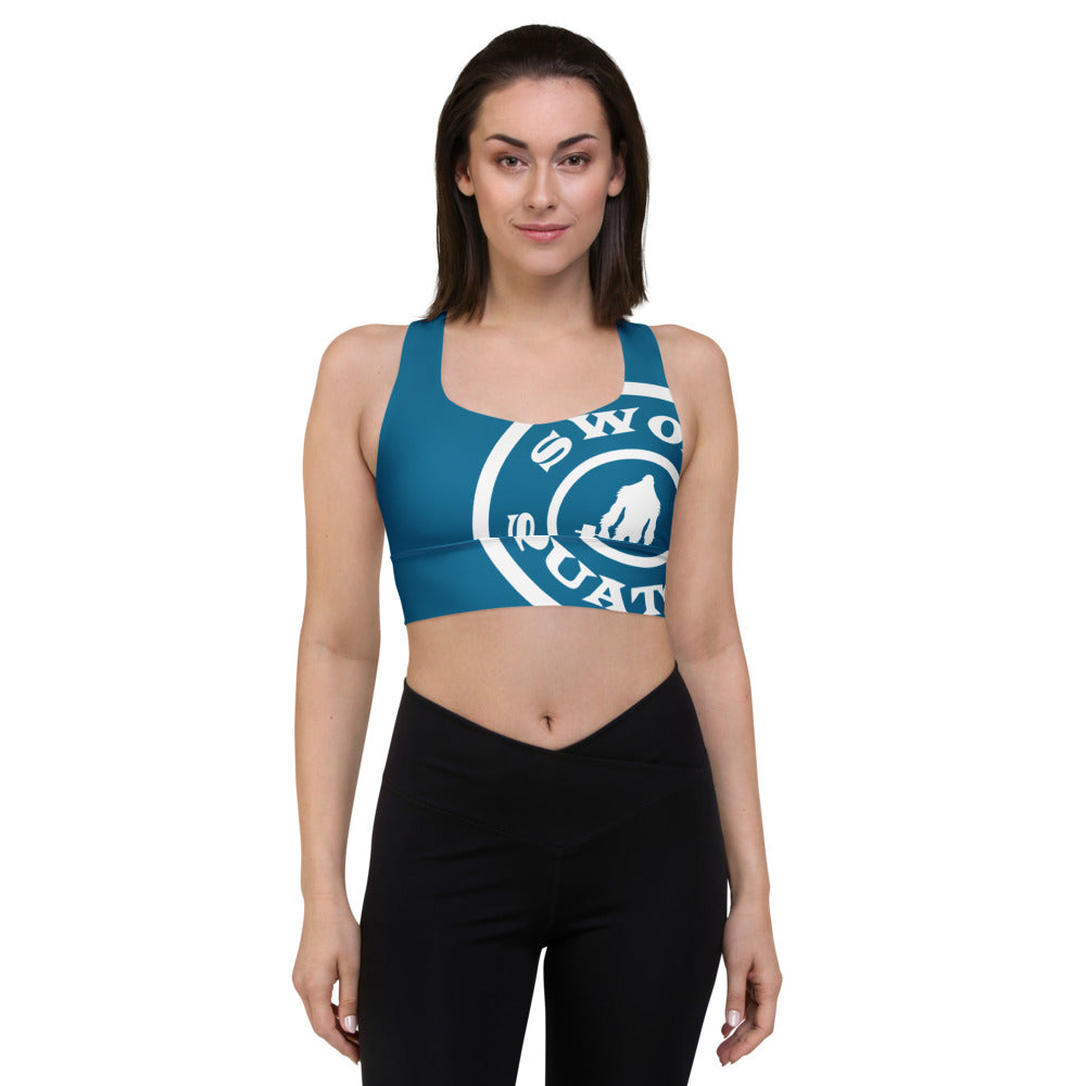 Vintage Iron Longline Sports Bra Cerulean