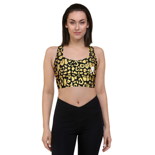 Gold Leopard longline sports bra