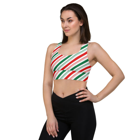 Candy Stripe Longline sports bra