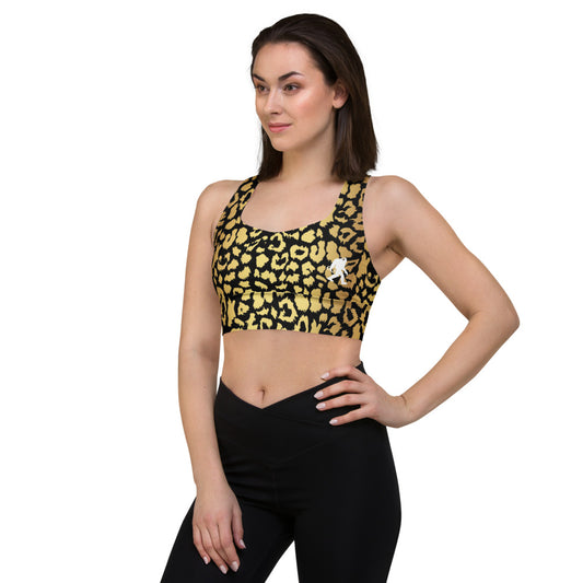 Gold Leopard longline sports bra