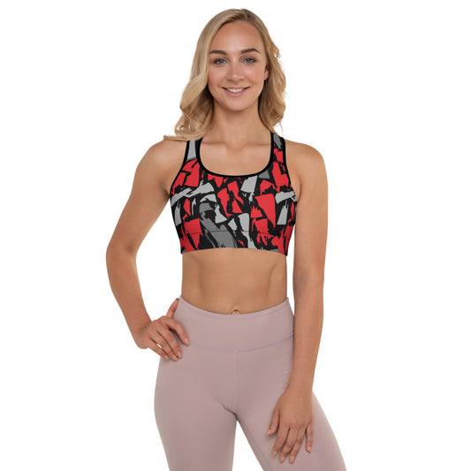 Red Camo Padded Sports Bra