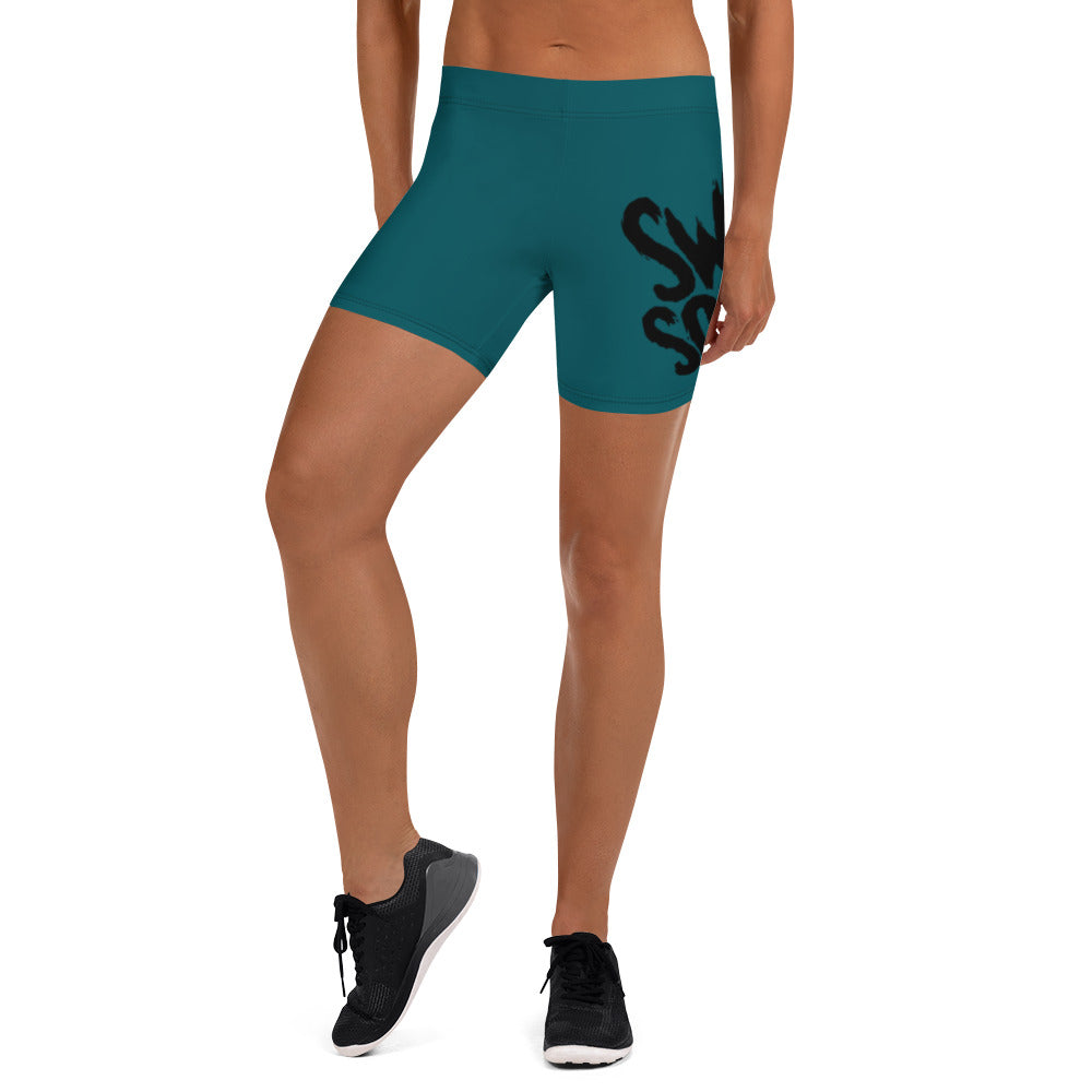 Teal Wrap-Around Women's Athletic Shorts