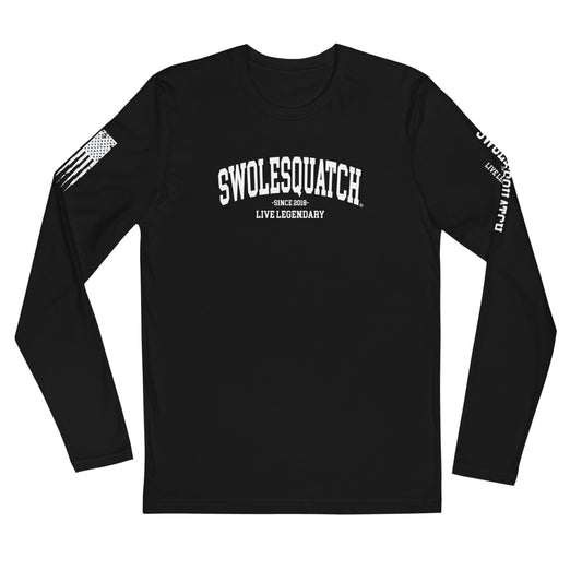 Collegiate Style Long Sleeve Fitted Crew